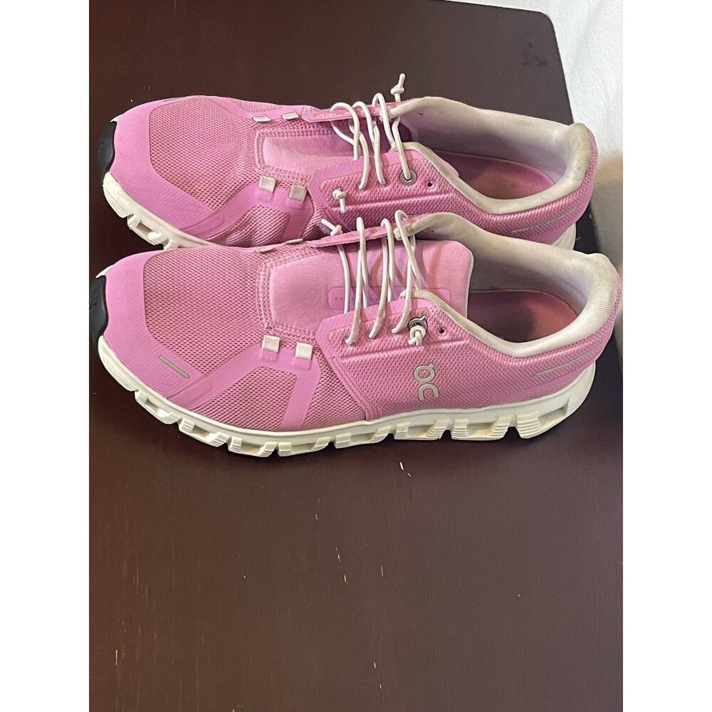 On Cloud 6 Raspberry/White Women's Size 10 Mesh Low Top Lace-Up Sneakers - Picture 2 of 10